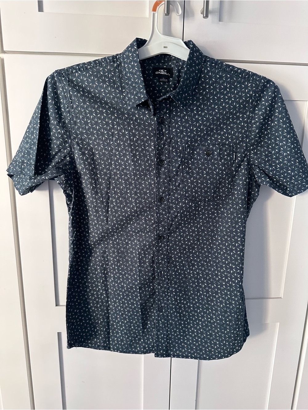 O'Neill Navy Short-Sleeve Button-Down with White Micro Floral